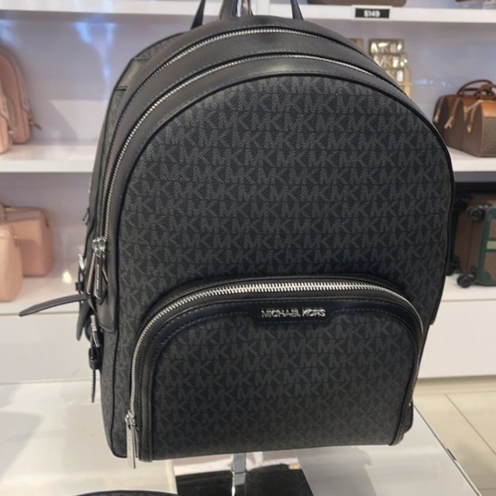 Michael Kors Jaycee Large Zip Pocket Backpack Black